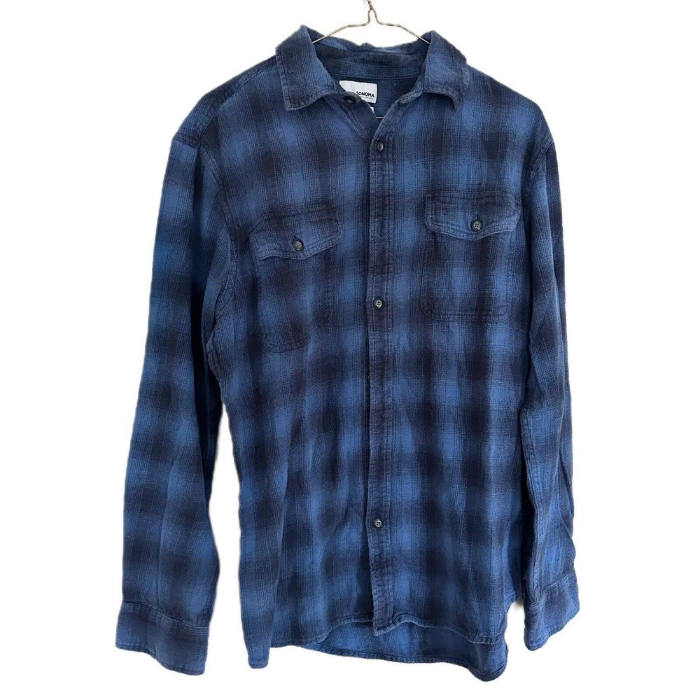 Sonoma Blue Plaid Shirt Size M Woman